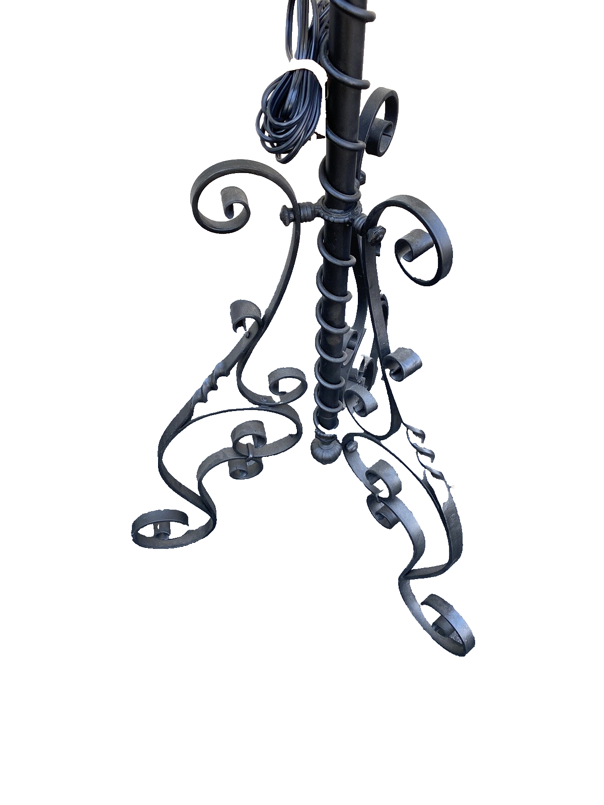 65482  Antique Victorian Piano Lamp Fancy Wrought Iron Base