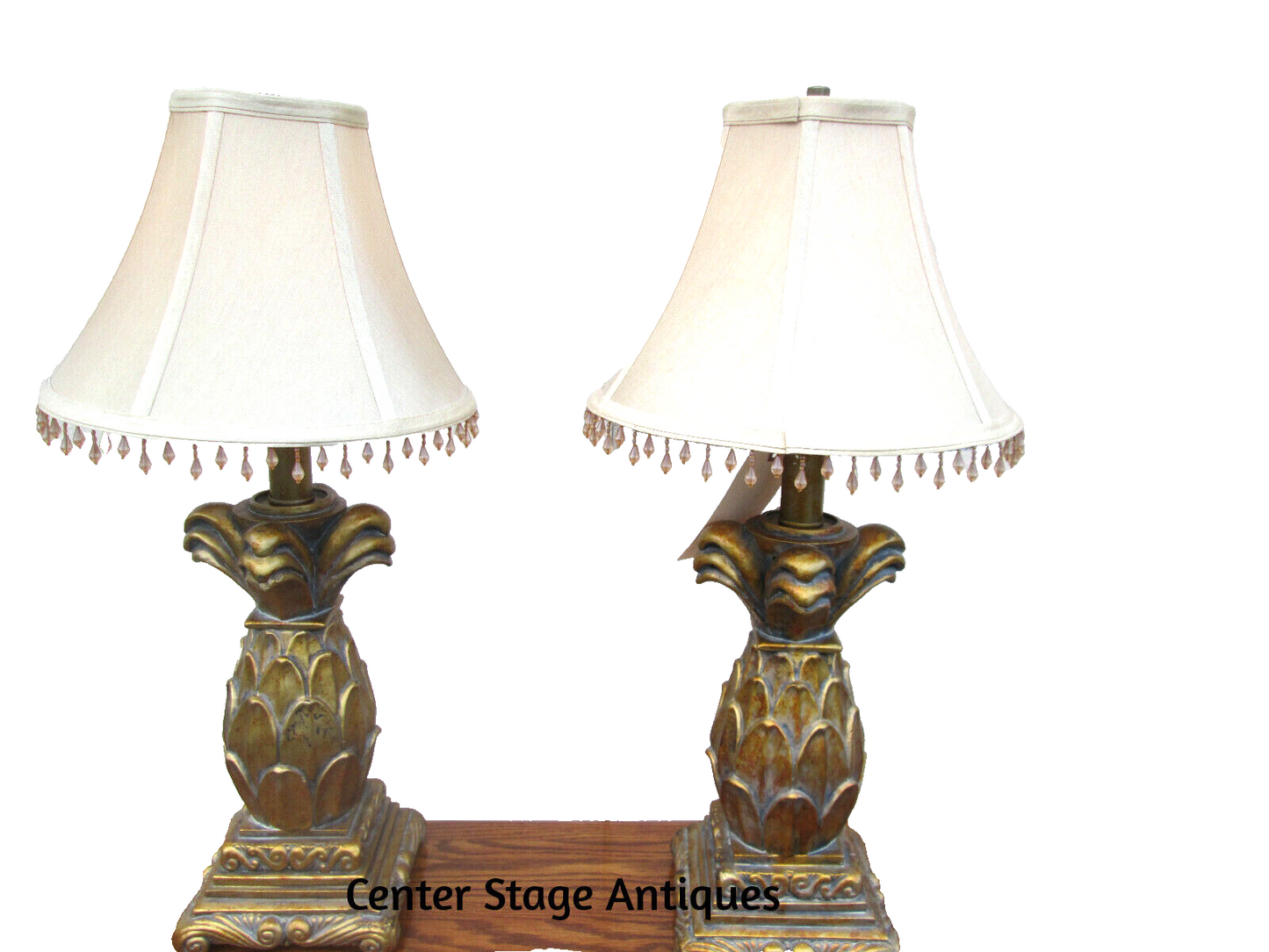 58062 PAIR OF PINEAPPLE TABLE LAMPS WITH PRISM SHADES