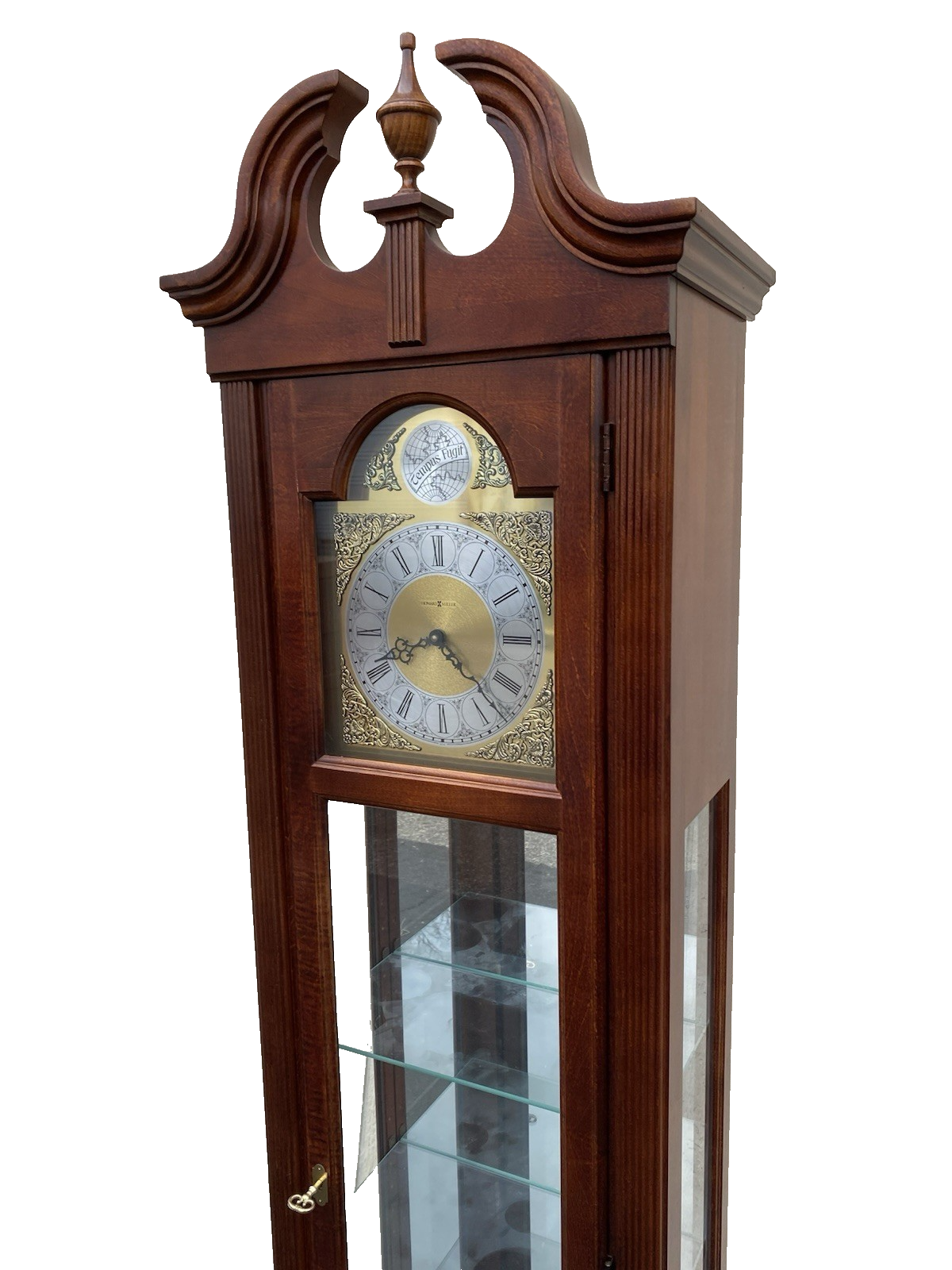 66472 HOWARD MILLER Mahogany Curio China Cabinet Clock