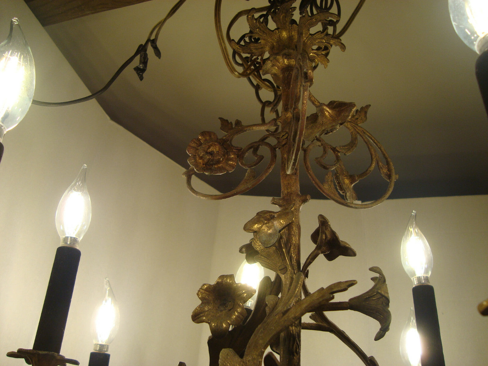 59685  BRONZE and Crystal Hanging Chandelier Light Fixture