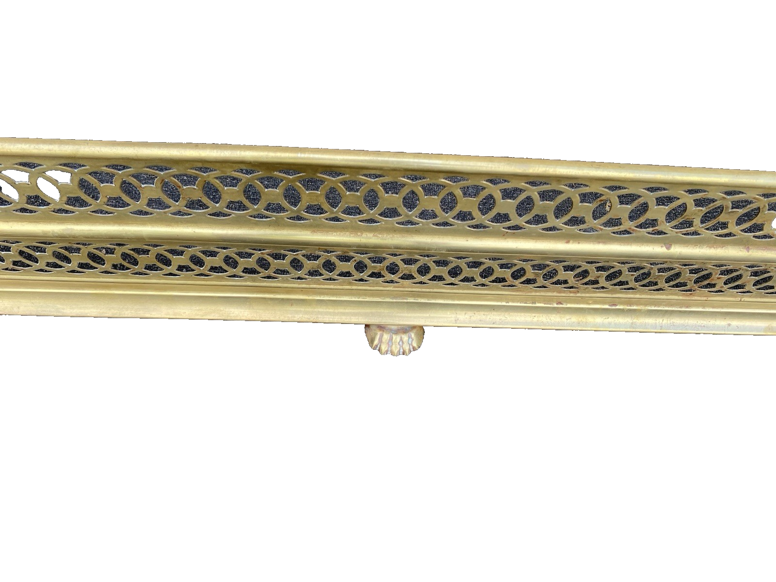 66654   Antique Brass Fireplace Fender Fancy Feet