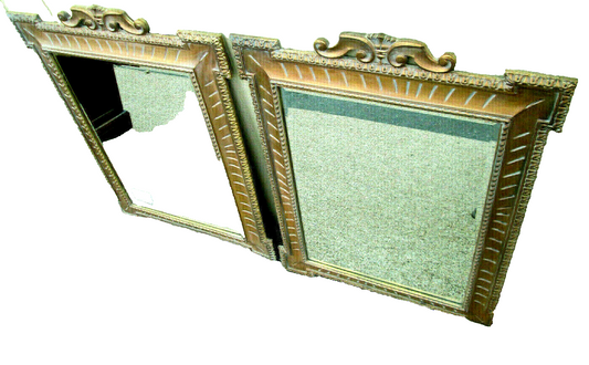 54901 PAIR of  Gold Decorator Beveled Mirrors