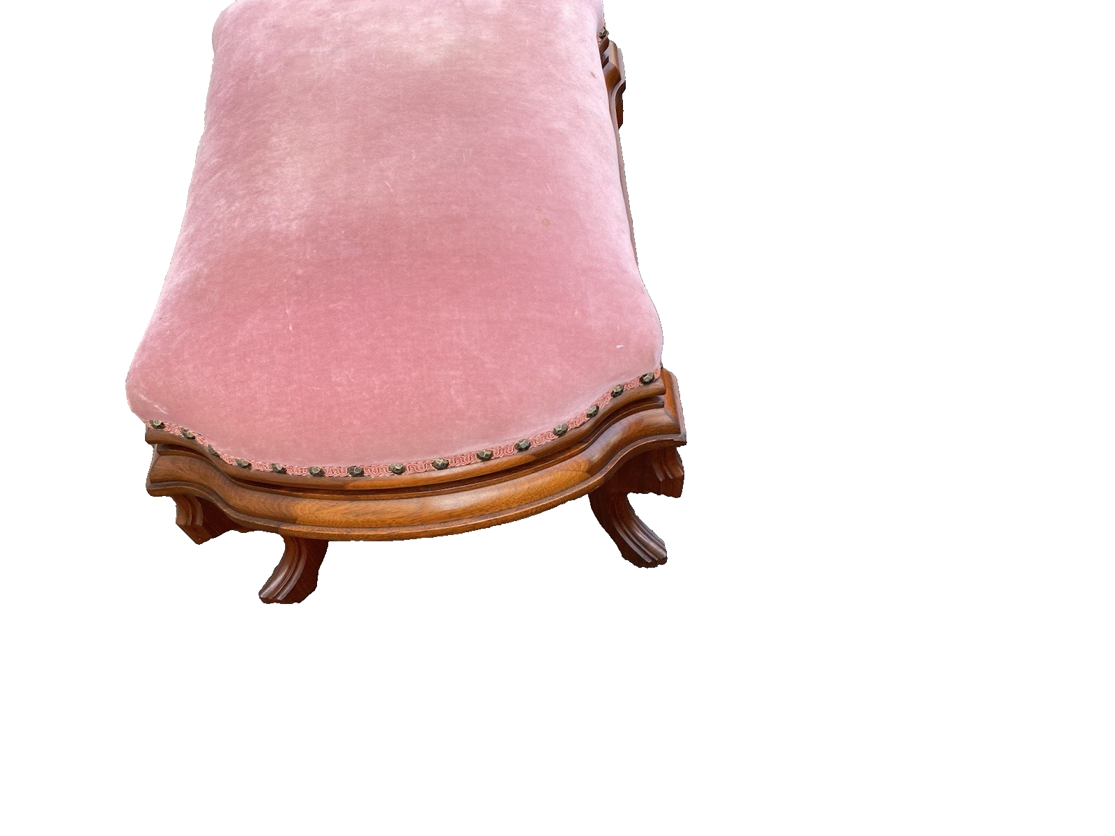00001 Antique Victorian Walnut Footstool Ottoman Stool