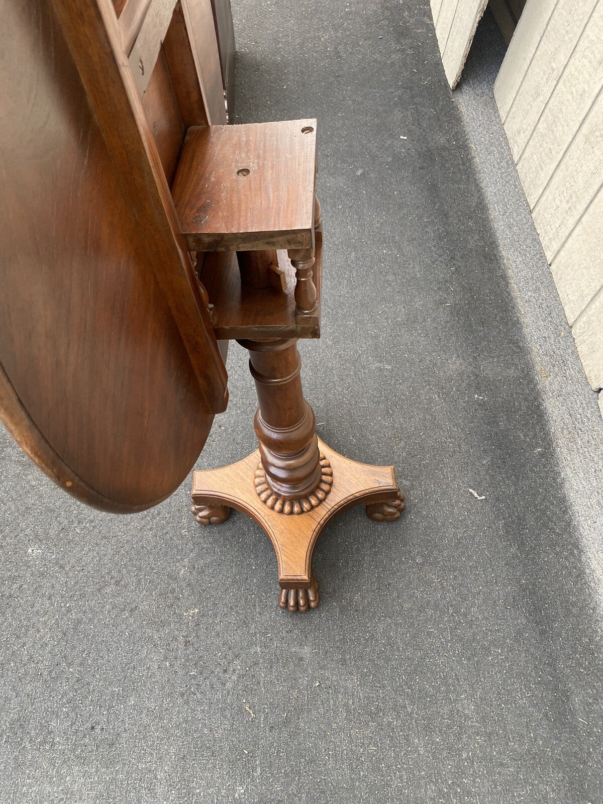 66045   Antique Victorian  Inlaid Tilt Top Lamp Table Stand