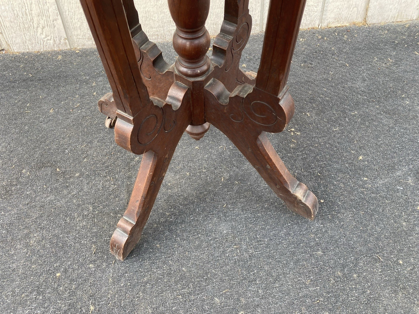 66591  Antique Victorian Marble Top Walnut Lamp Table Stand