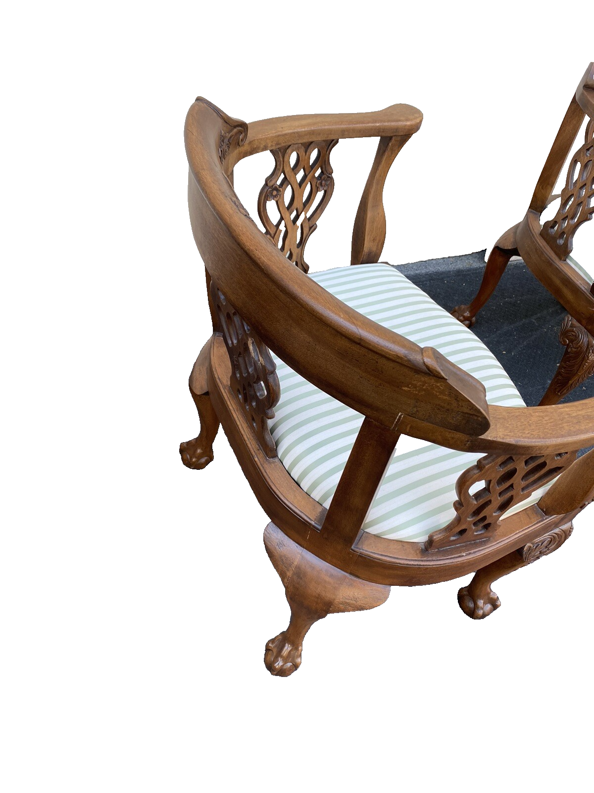 65492 + 65504: Pair Solid Mahogany Hand Carved Armchairs Chair s
