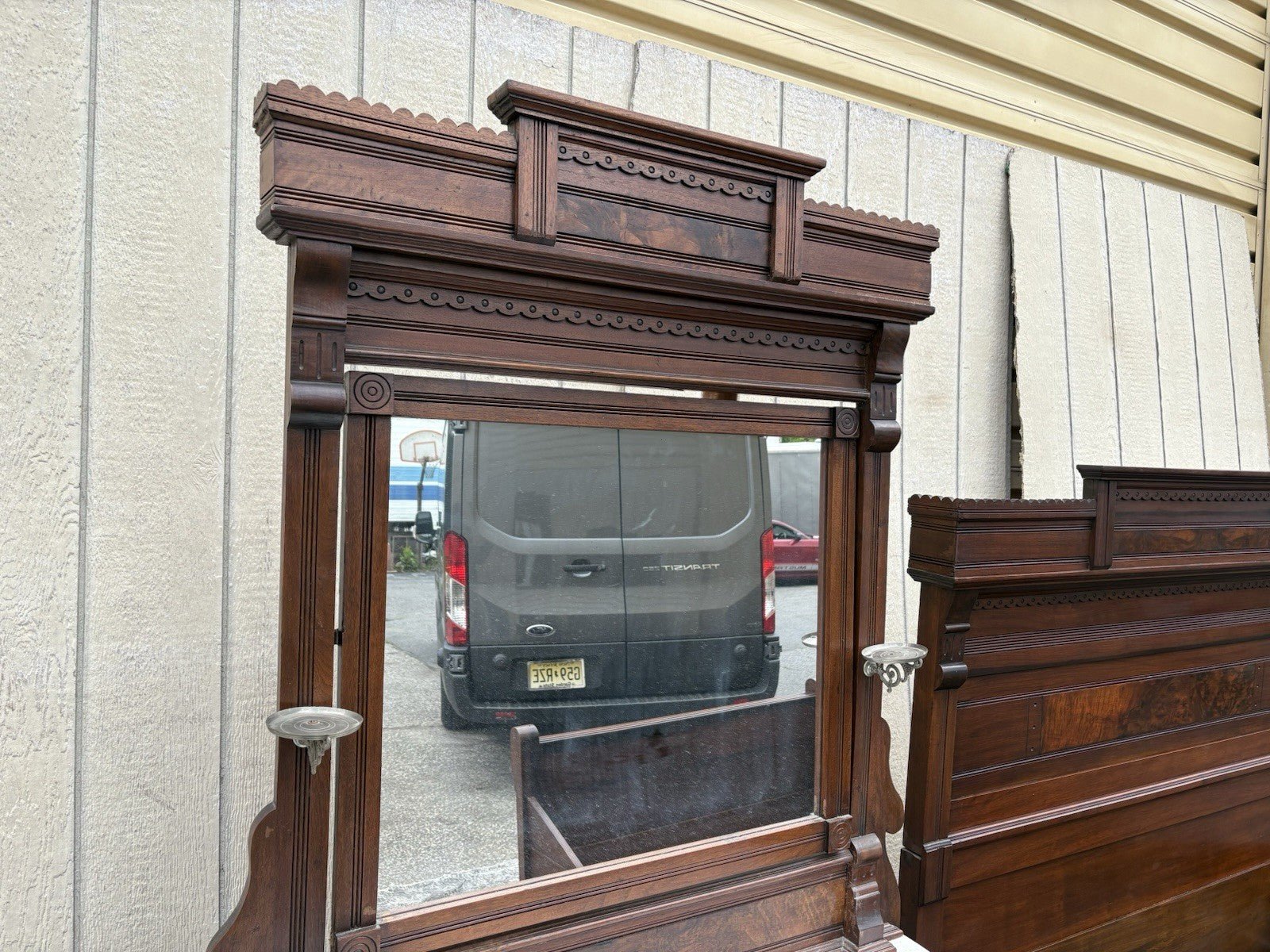 65728 Antique Victorian Bedroom Set Full Size Bed Dresser w/ Mirror + Washstand
