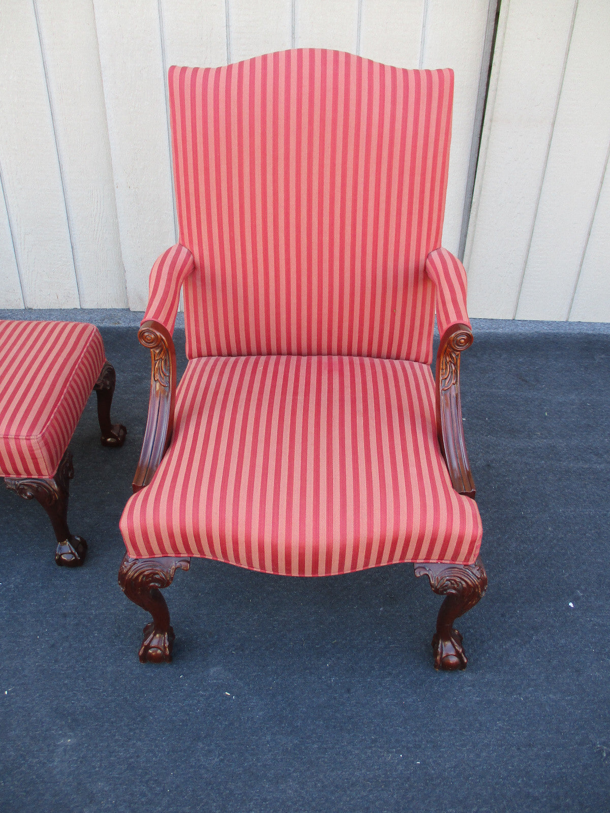 63798 SOUTHWOOD Chipppendale Armchair w/ Foot Stool Bench Ottoman