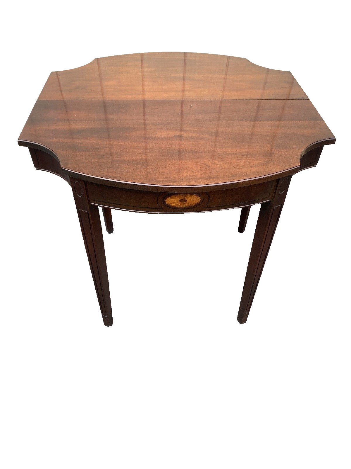 66483   Inlaid Mahogany Flip Top Game Table Stand