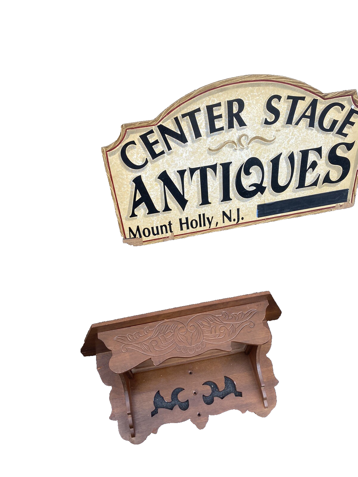 66003 Antique Victorian Mantle Clock Wall Shelf Curio Shelf