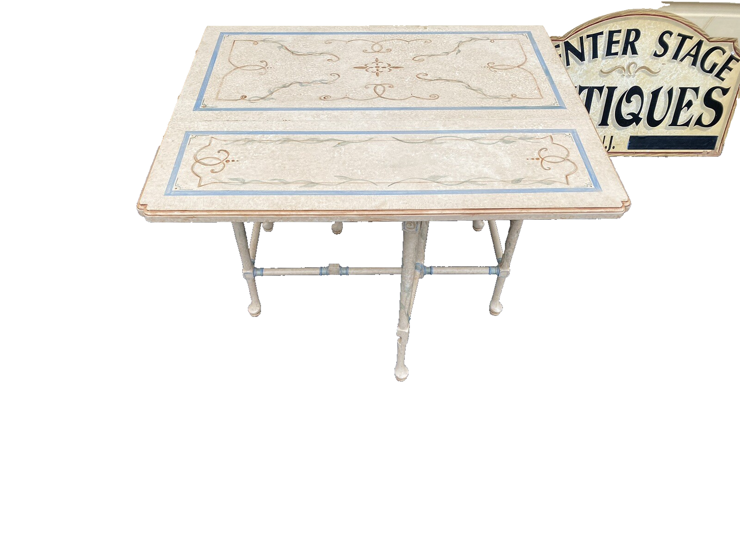 66040 Hand Painted Drop Leaf Coffee / End Table Stand
