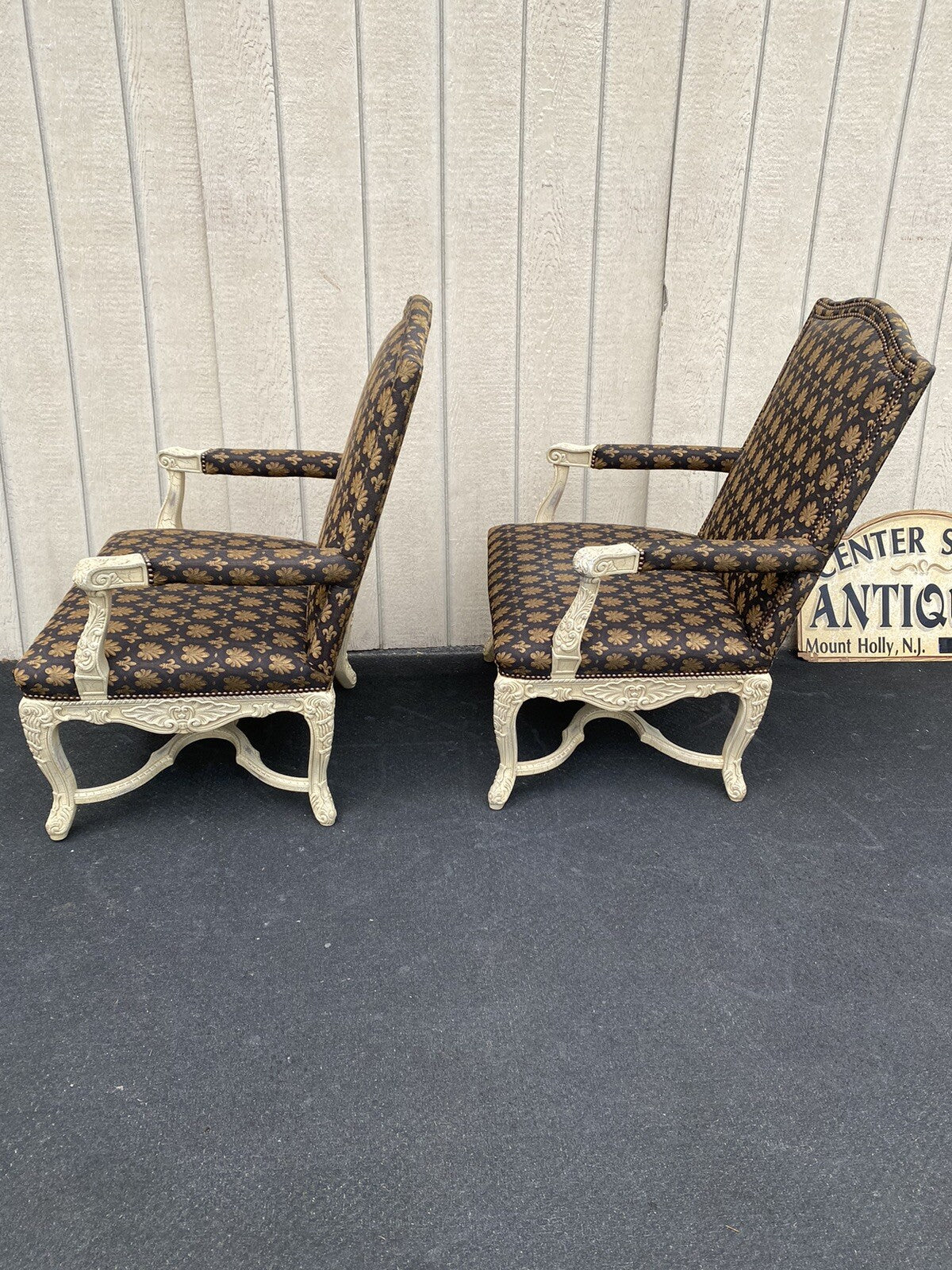 61185  Pair Romantic Shabby Armchair Chair s