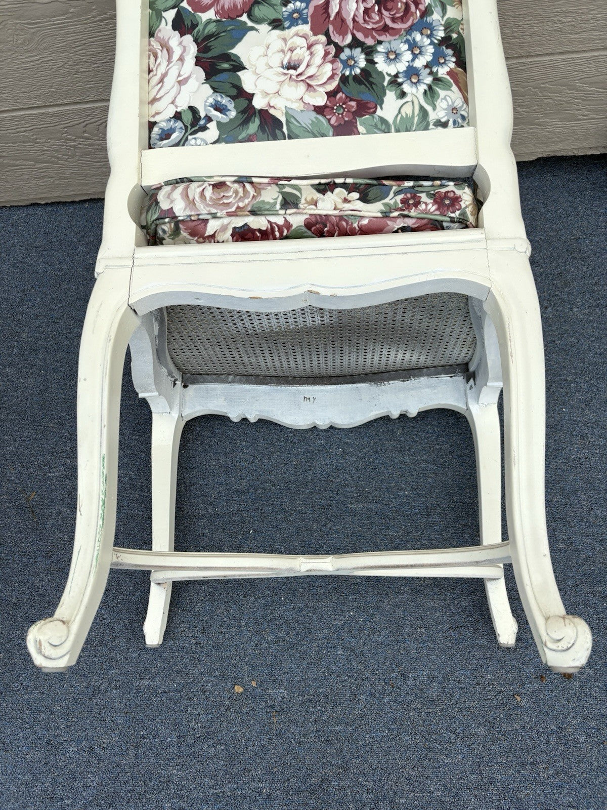 60612 PAIR of Romantic Shabby BERGERE Floral Armchairs with Factory White Finish
