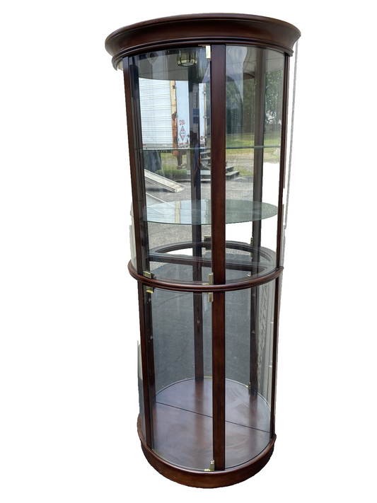 65533  MERIDAN Furnitute Bow Glass Curio Cabinet w/ Plate Glass Shelves