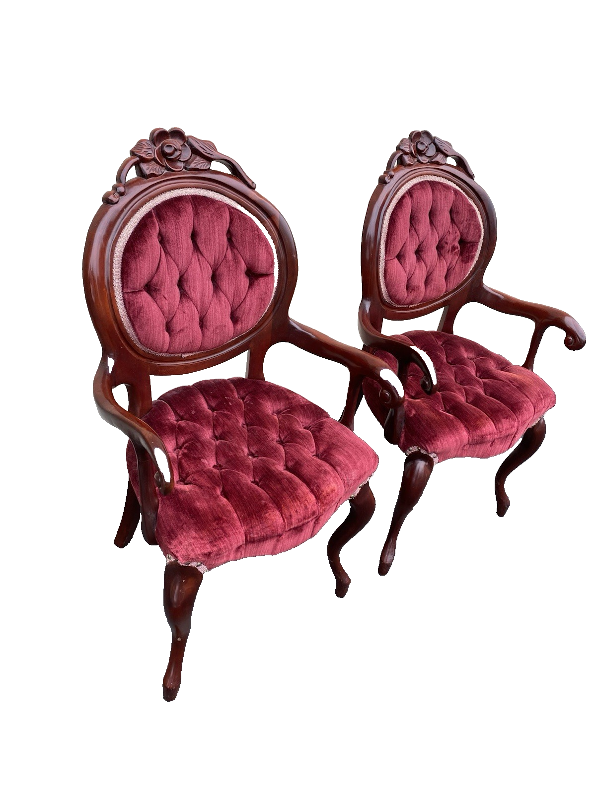66628 Pair KIMBALL Furniture Mahogany Victorian style Armchair Chair s