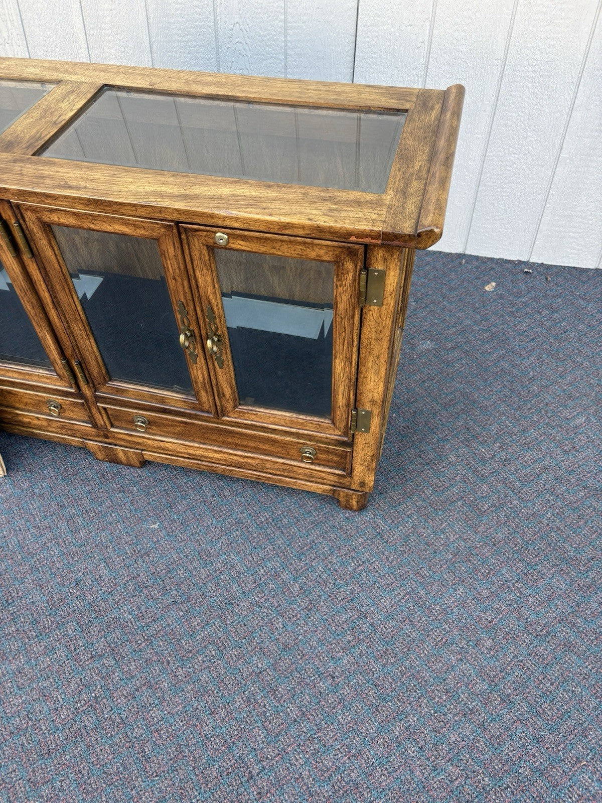 67112 American Furniture Credenza Curio with Shelf and Lights