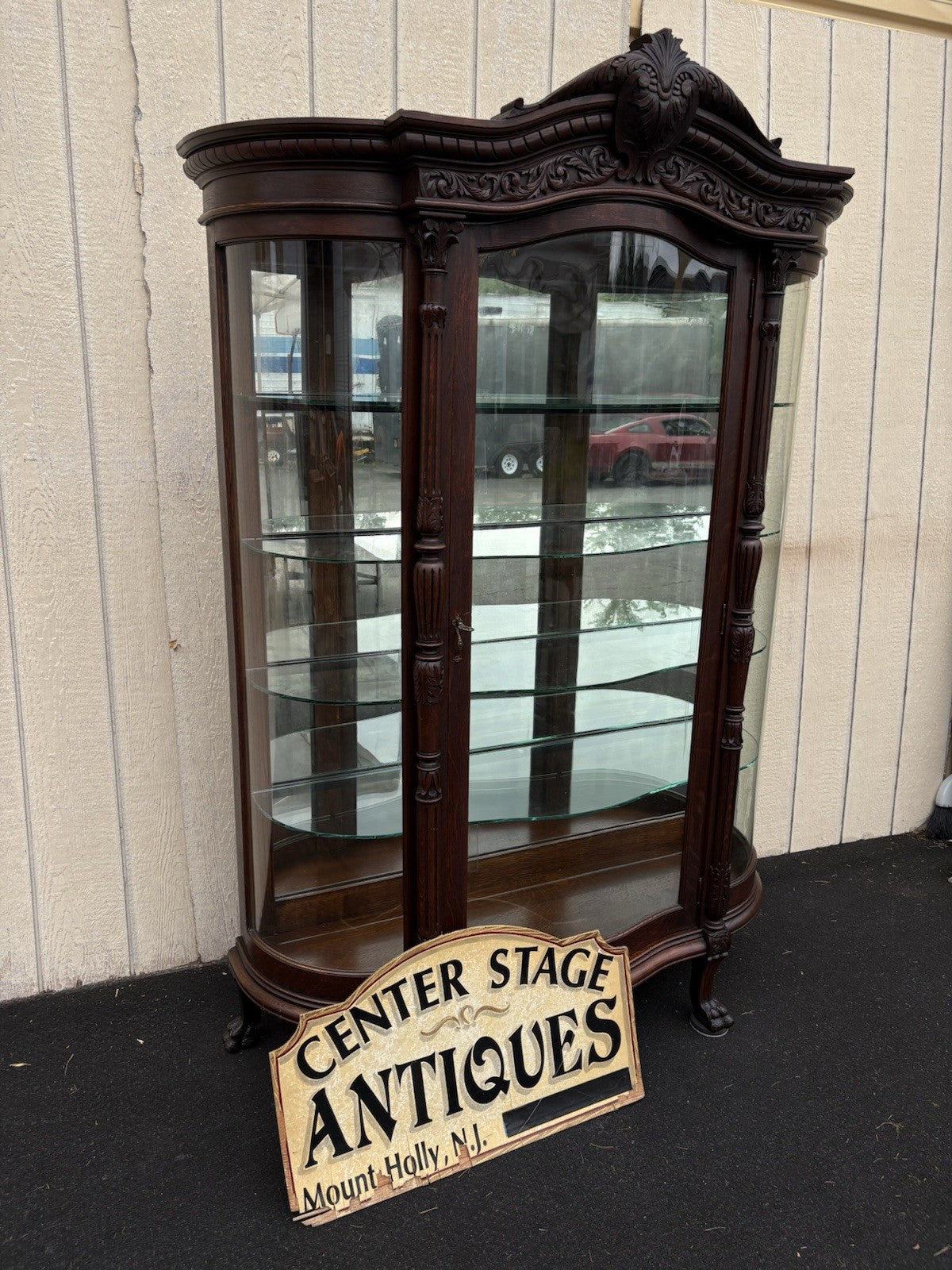 66105  Quality Antique Victorian Oak Curio China Cabinet