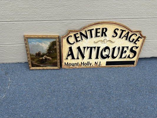 ART 01: Antique Lanscape Oil on Board  Sheep