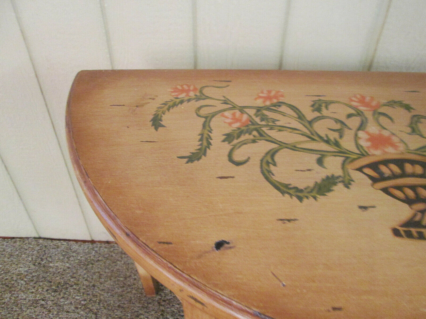 49361 DECORATOR Custom Made HAND PAINTED WOOD HALF ROUND CONSOLE TABLE