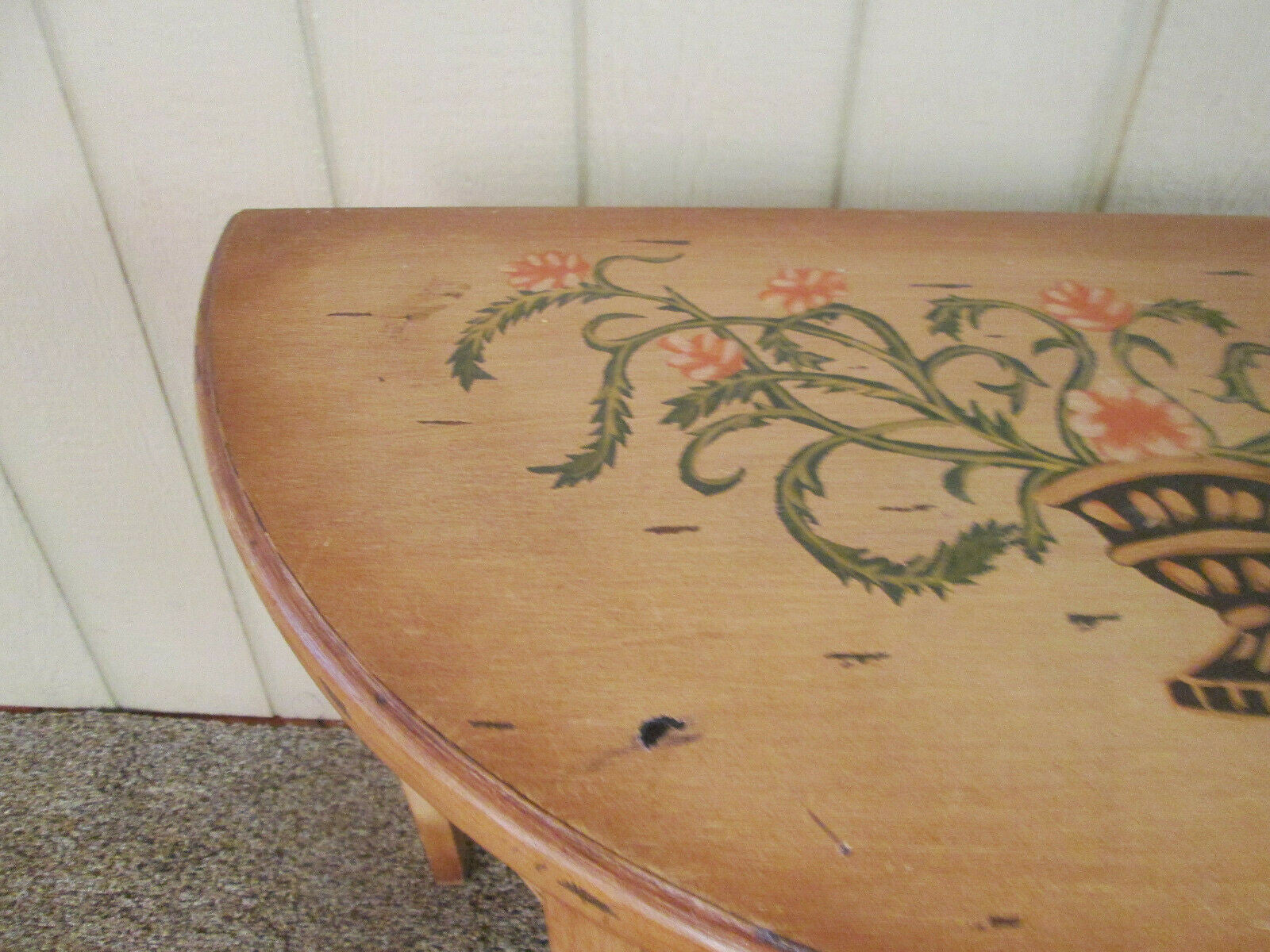 49361 DECORATOR Custom Made HAND PAINTED WOOD HALF ROUND CONSOLE TABLE
