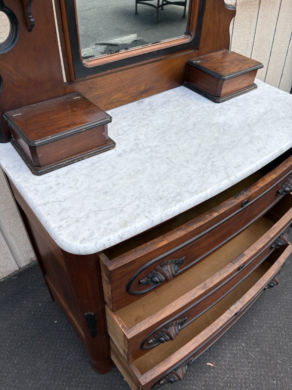 66669  Antique Victorian Marble Top Dresser with Mirror