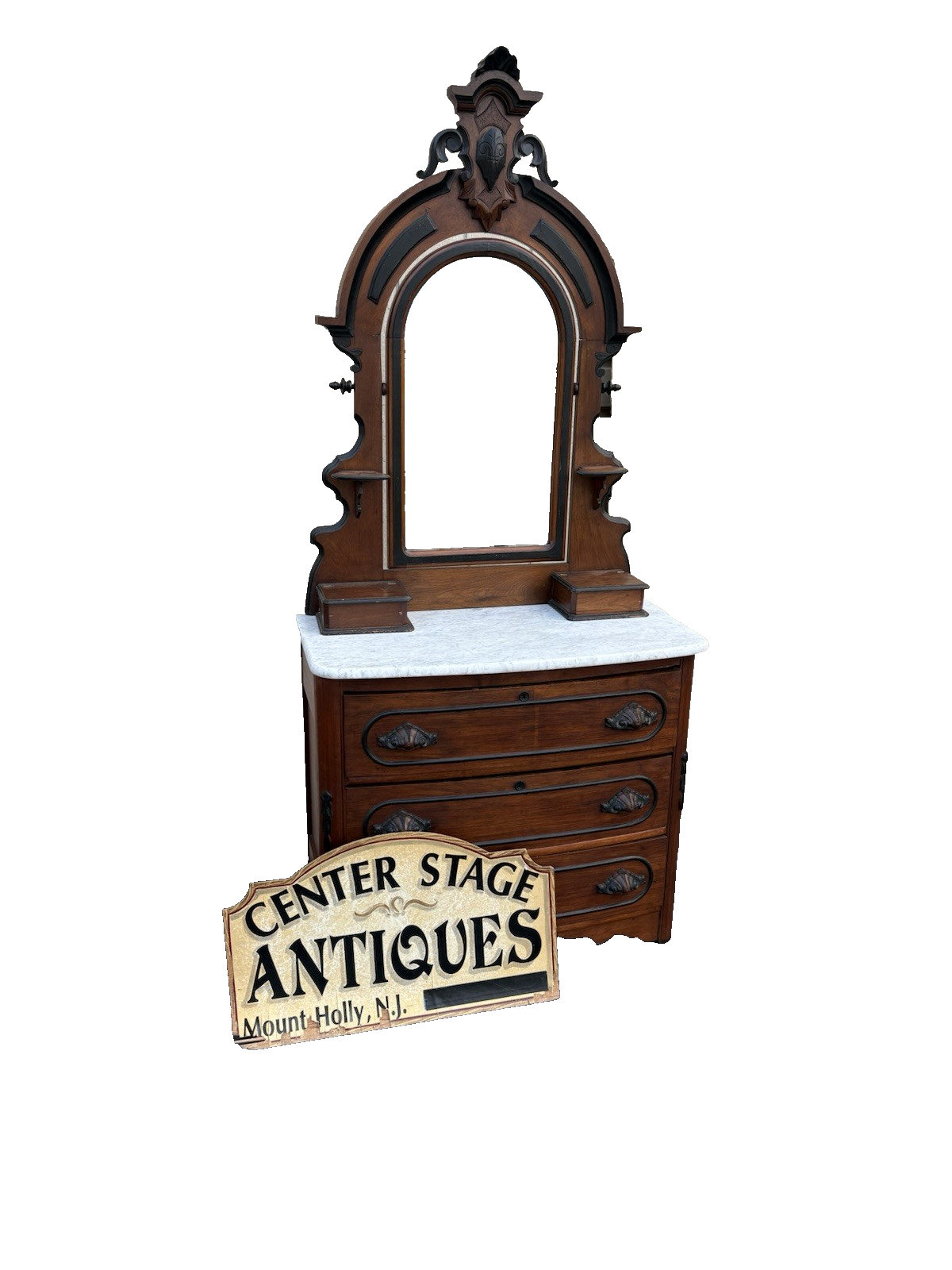 66669  Antique Victorian Marble Top Dresser with Mirror