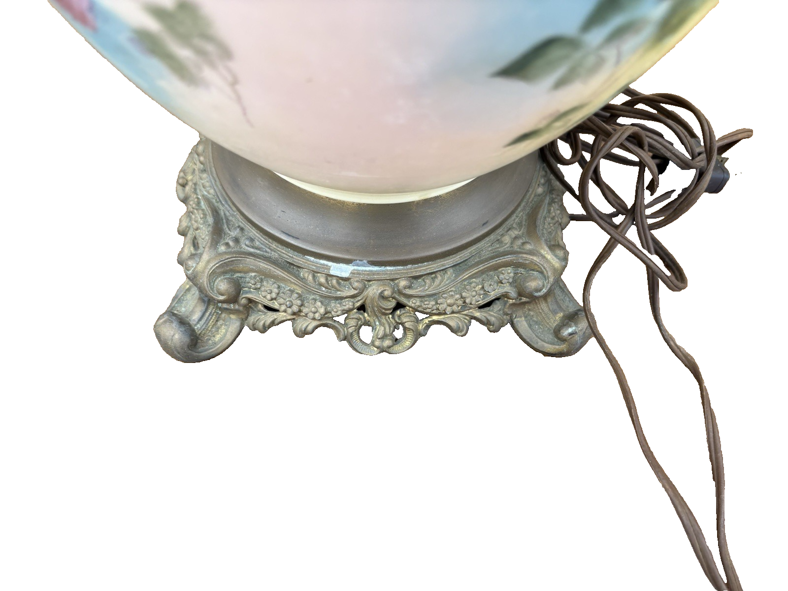 66593    Antique Victorian Gone With The Wind Electrified Oil Lamp