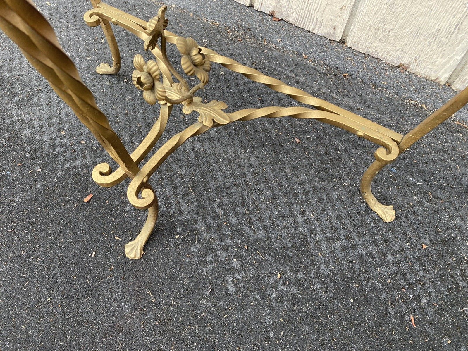 65634    Marble Top Decorator Iron Demilune Console Table Stand