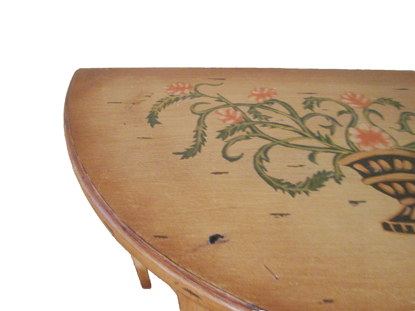 49361 DECORATOR Custom Made HAND PAINTED WOOD HALF ROUND CONSOLE TABLE