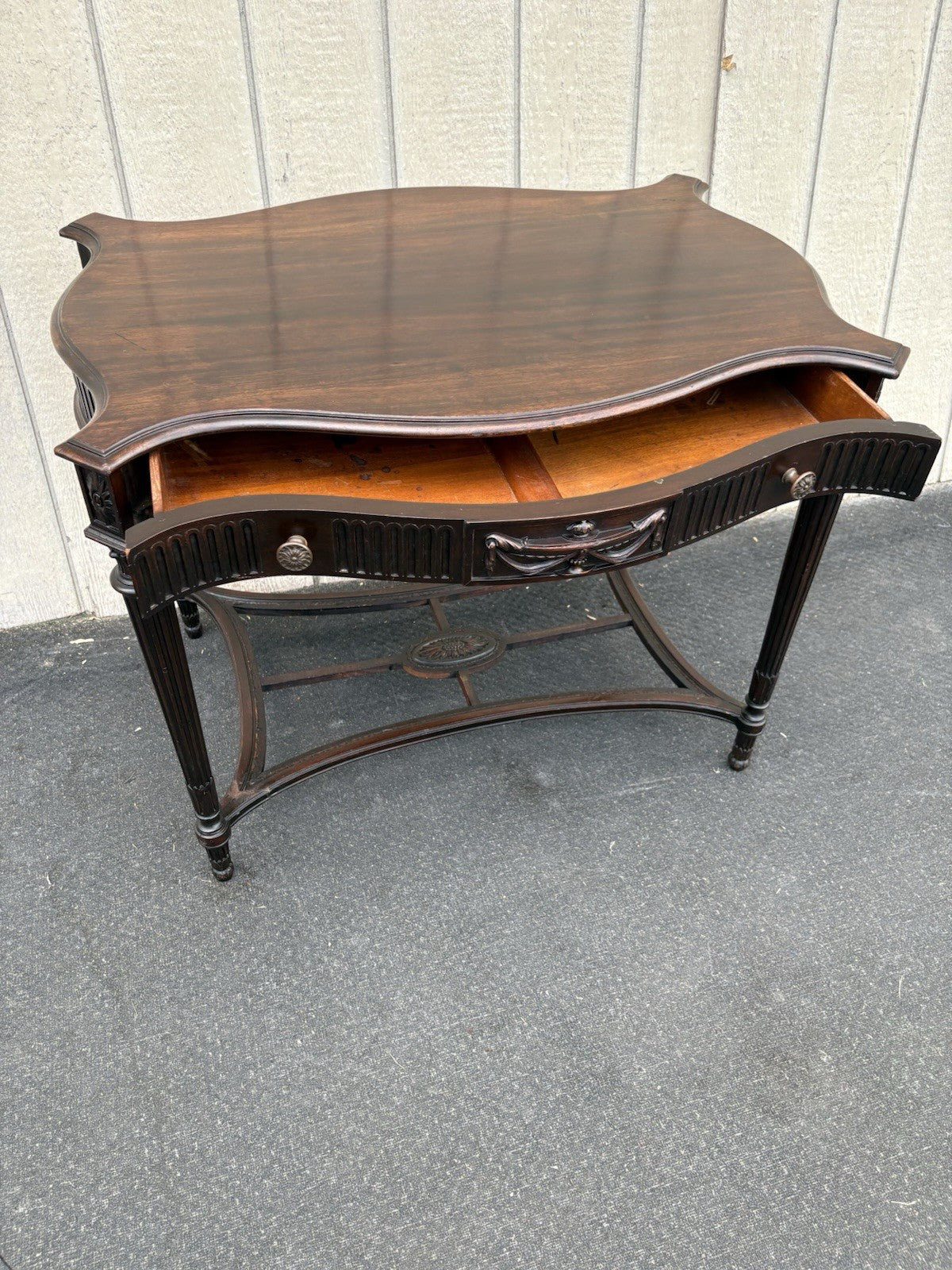 66896 Antique Mahogany Lamp Table Stand w/ Drawer