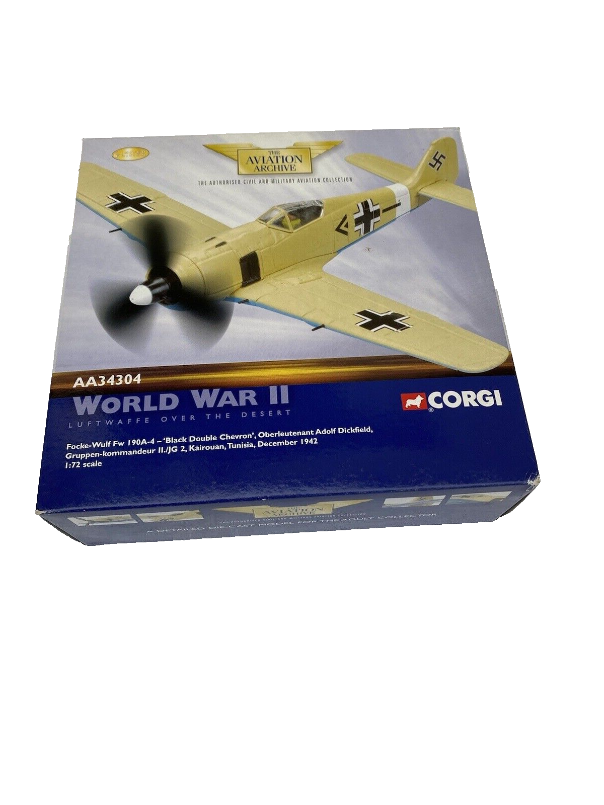 ES 22: CORGI DIECAST  Military Plane AA34304 WWII Luftwaffe over the Desert 1:72
