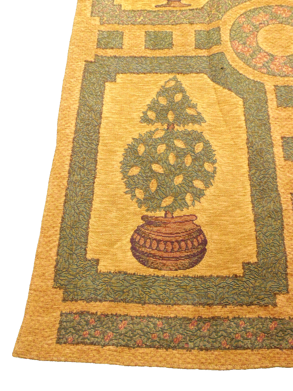 50416 Large Floral Tapestry Wall Decoration with Wood Rod  + Brass Finials