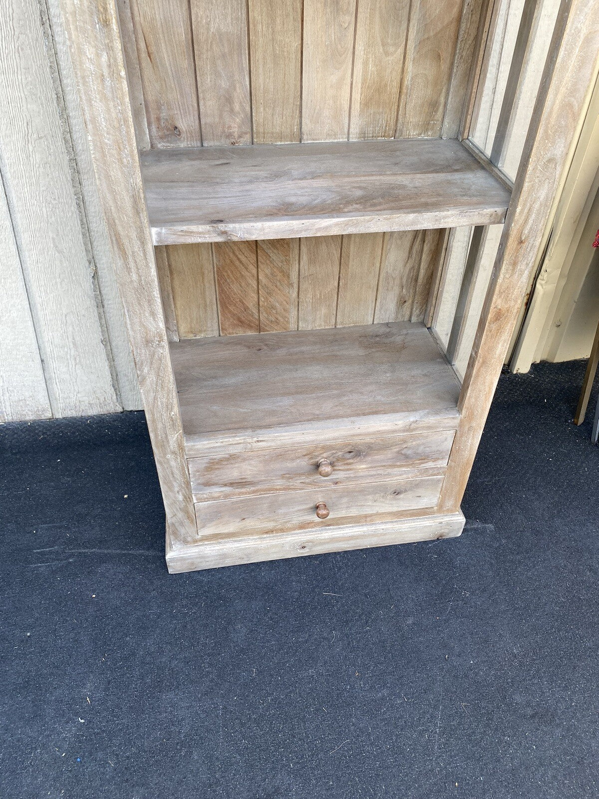 65631   Modern Rustic Bookcase Curio with Original Finish and 2 Drawers