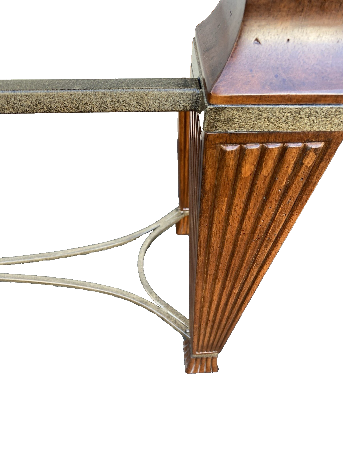 66537 Mahogany Console Library Table with Glass Insert