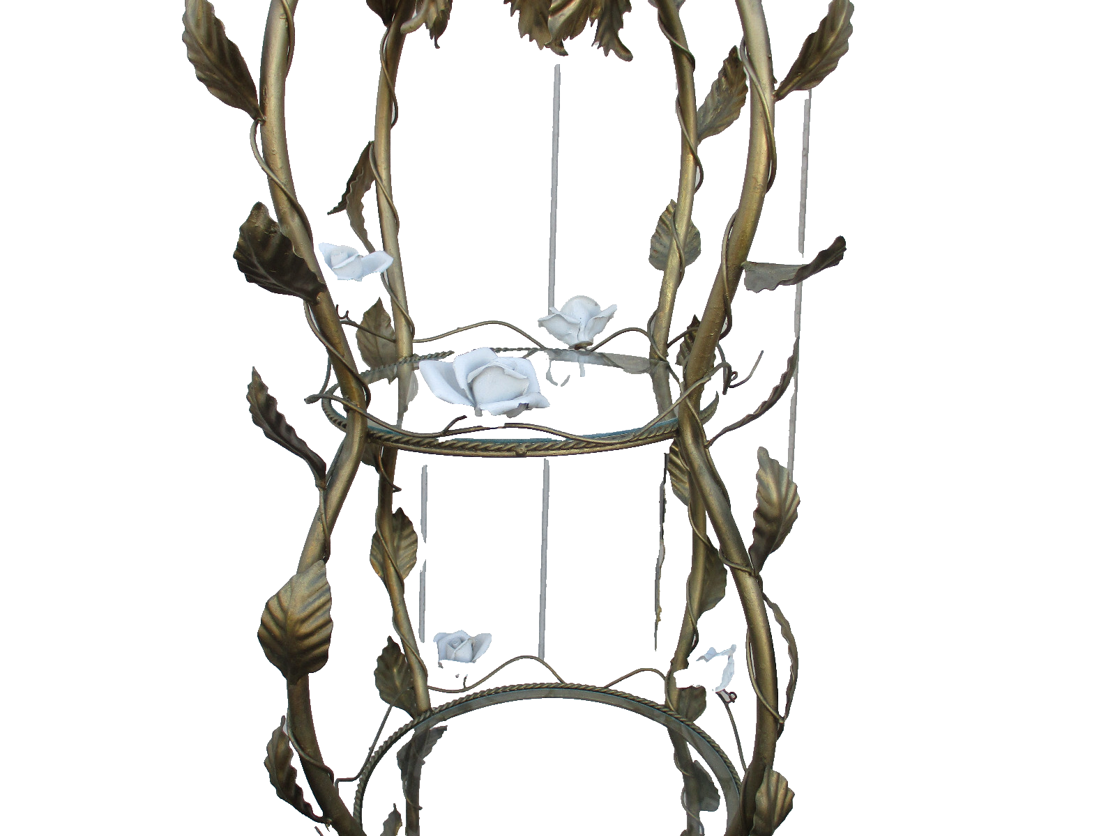 64469  Gold Iron Curio Whatnot Shelf Bookcase w/  Flowers   22"W x 72"H