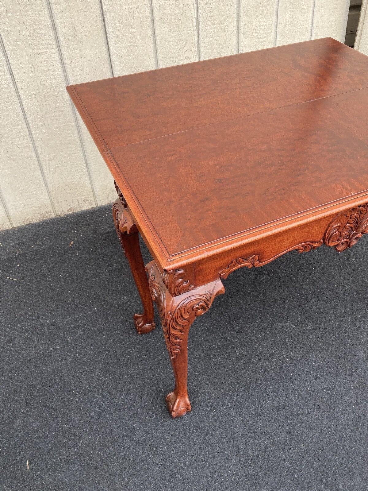64531 Banded Mahogany  Ball And Claw Foot Carved Flip Top Game ? Dining  Table
