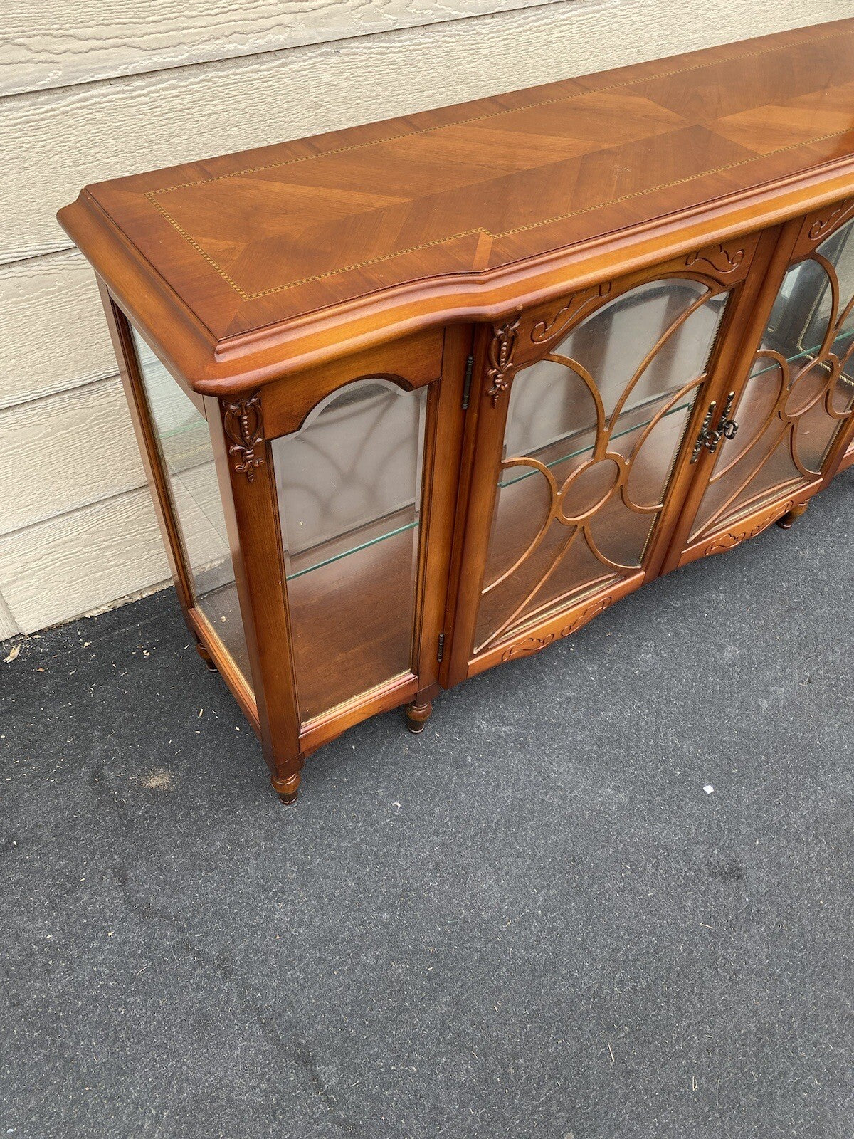 64779 Inlaid Cherry Curio Console Sideboard