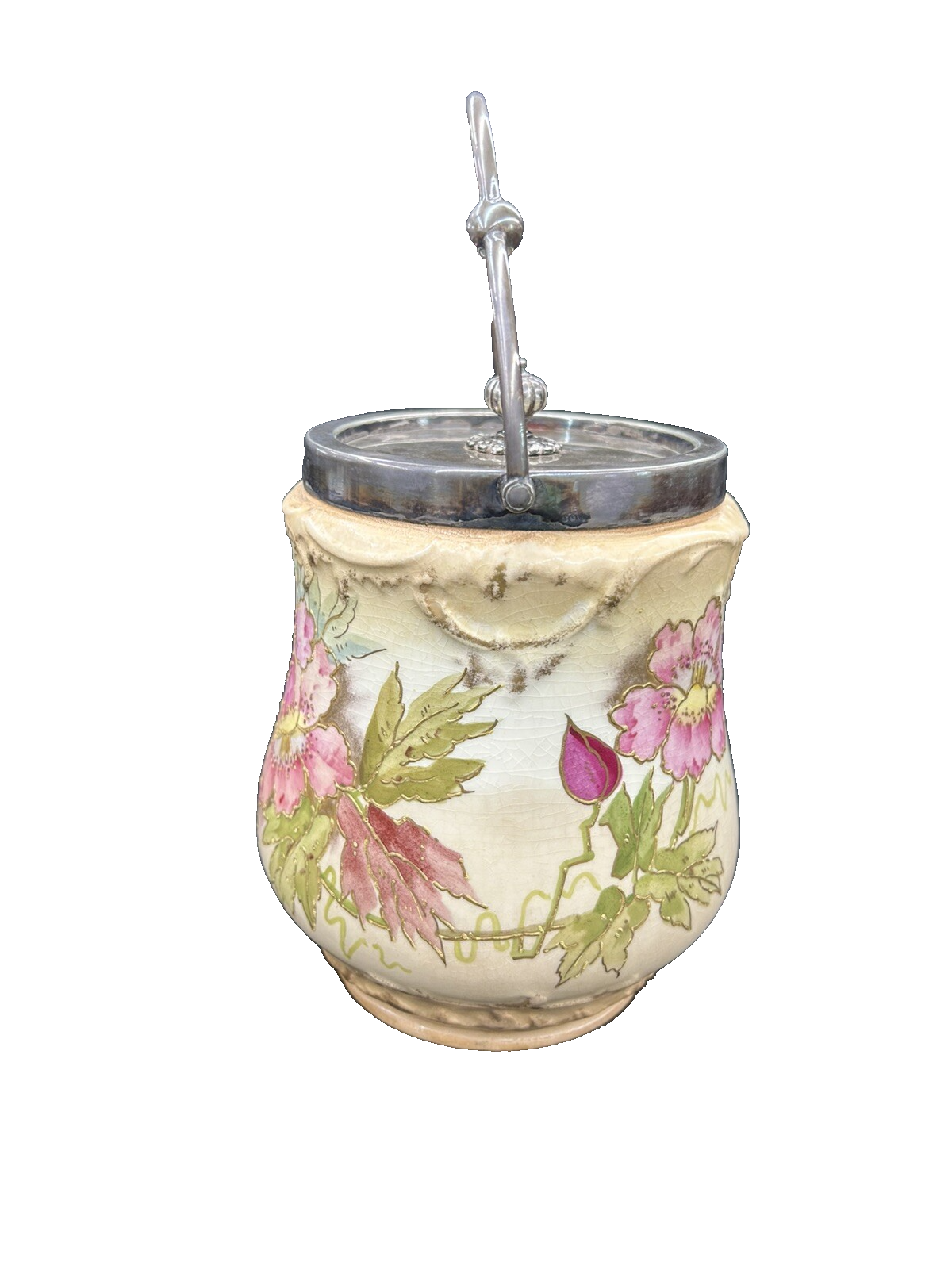 COL 01 - Antique Royal Bonn Silver Lid And Handle Biscuit Jar