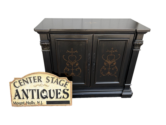 66991 Decorator Stenciled Storage Cabinet Sideboard Buffet Liquor Cabinet