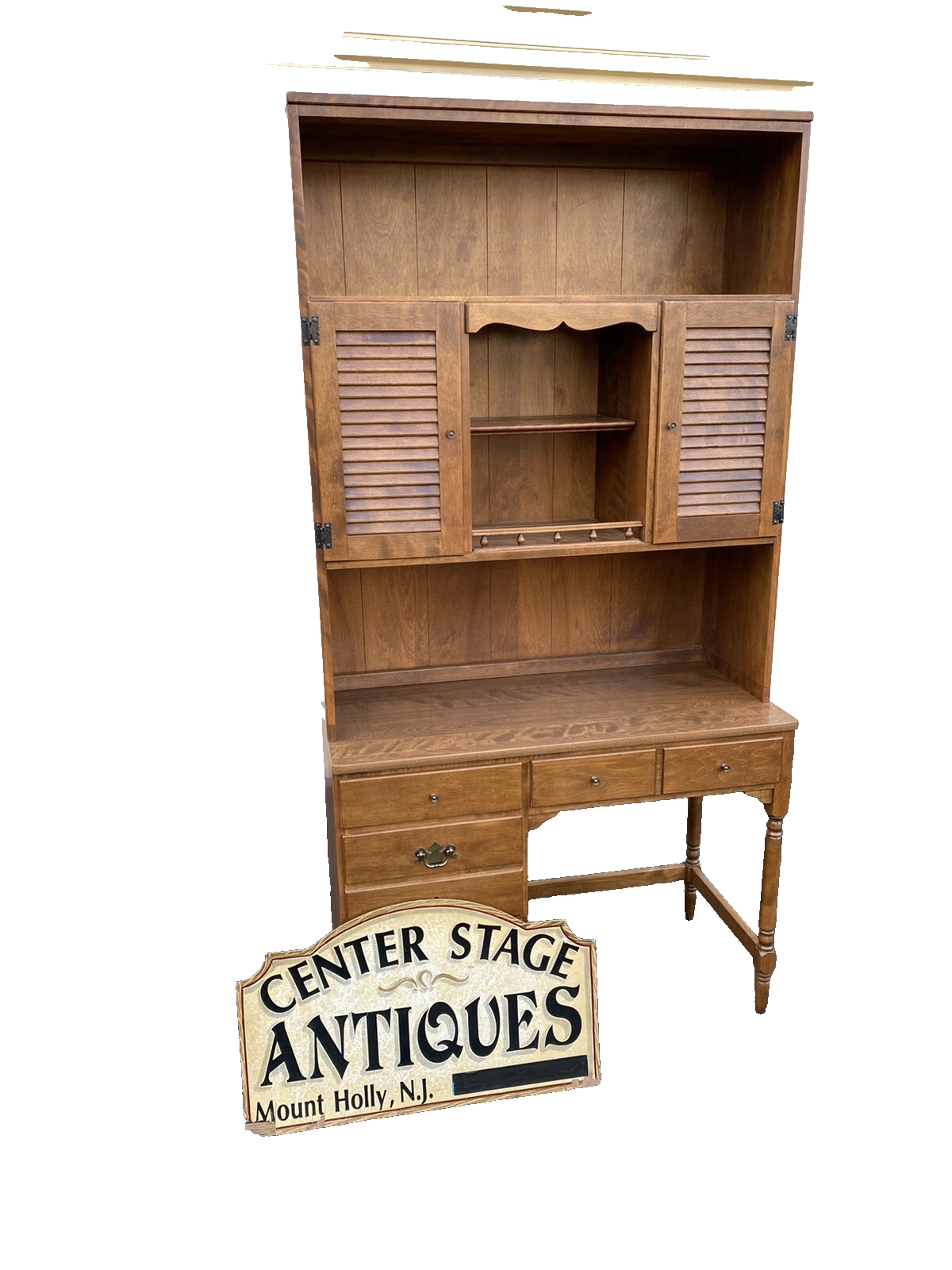 66124 ETHAN ALLEN Desk w/ Bookcase Top