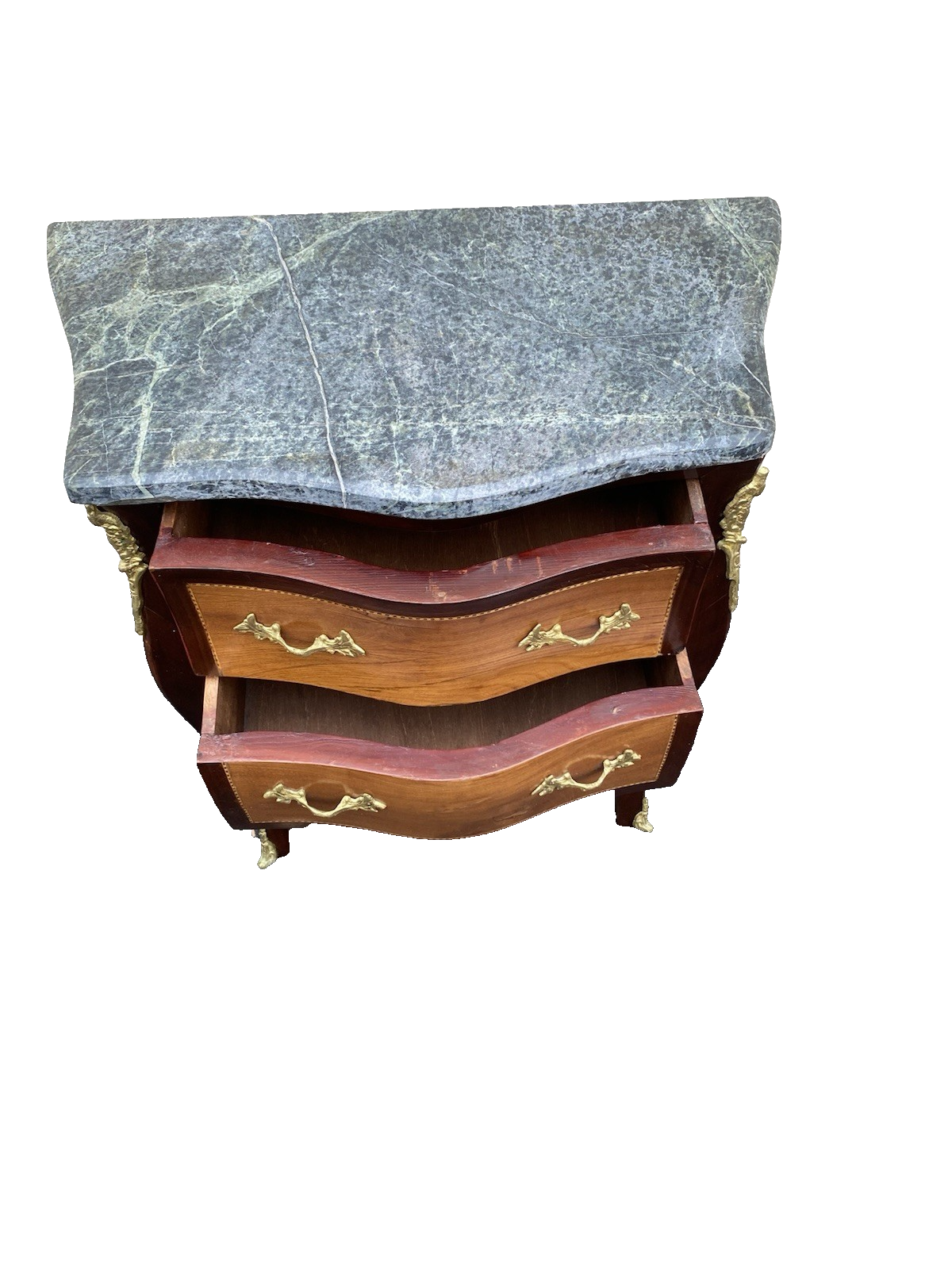 66504  Louis XV Marble Top Nightstand End Table Stand