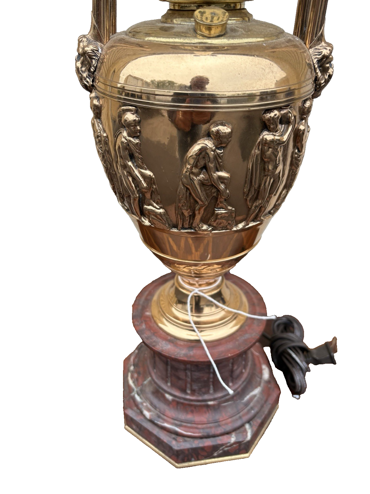 67093 QUALITY Brass and Marble Figural Table Lamp