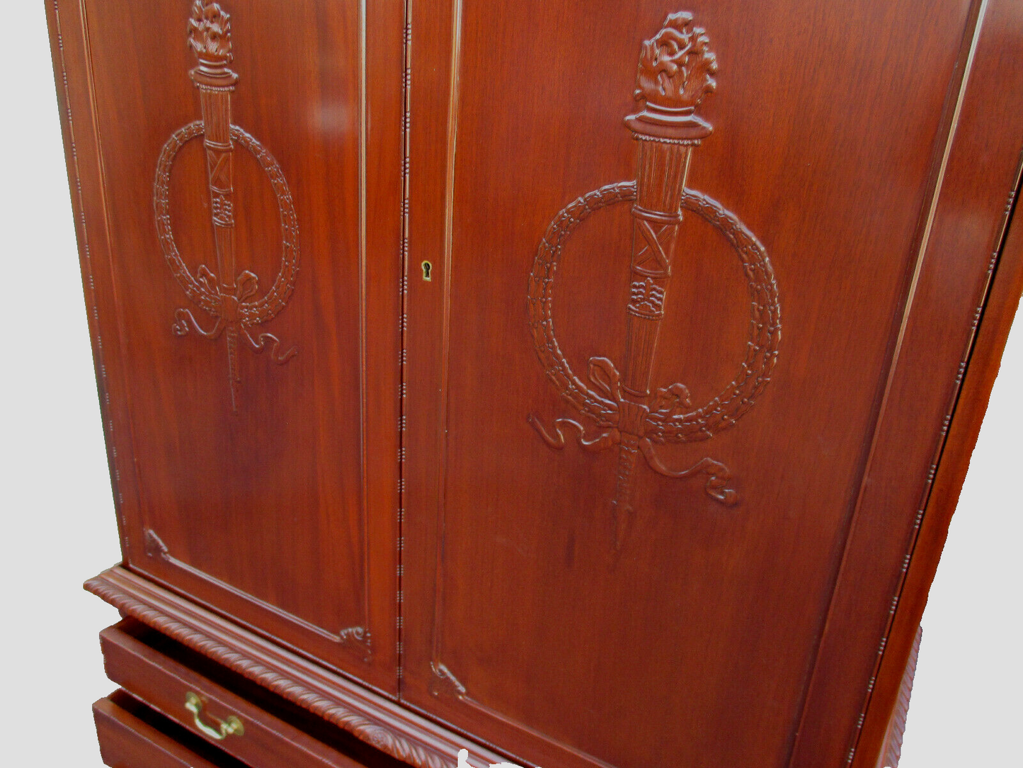 63124 Solid Mahogany Linen Cabinet High Chest Cabinet Wardrobe Chifferobe