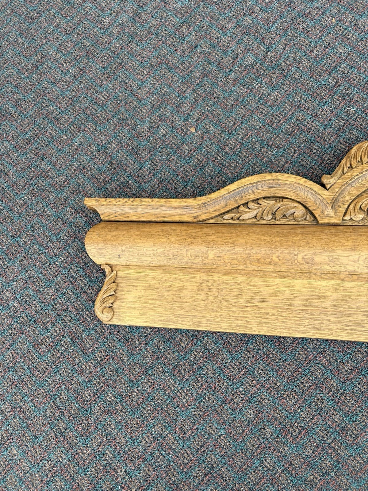 66918   Antique Victorian Oak Hand Carved Backsplash with Lion Head