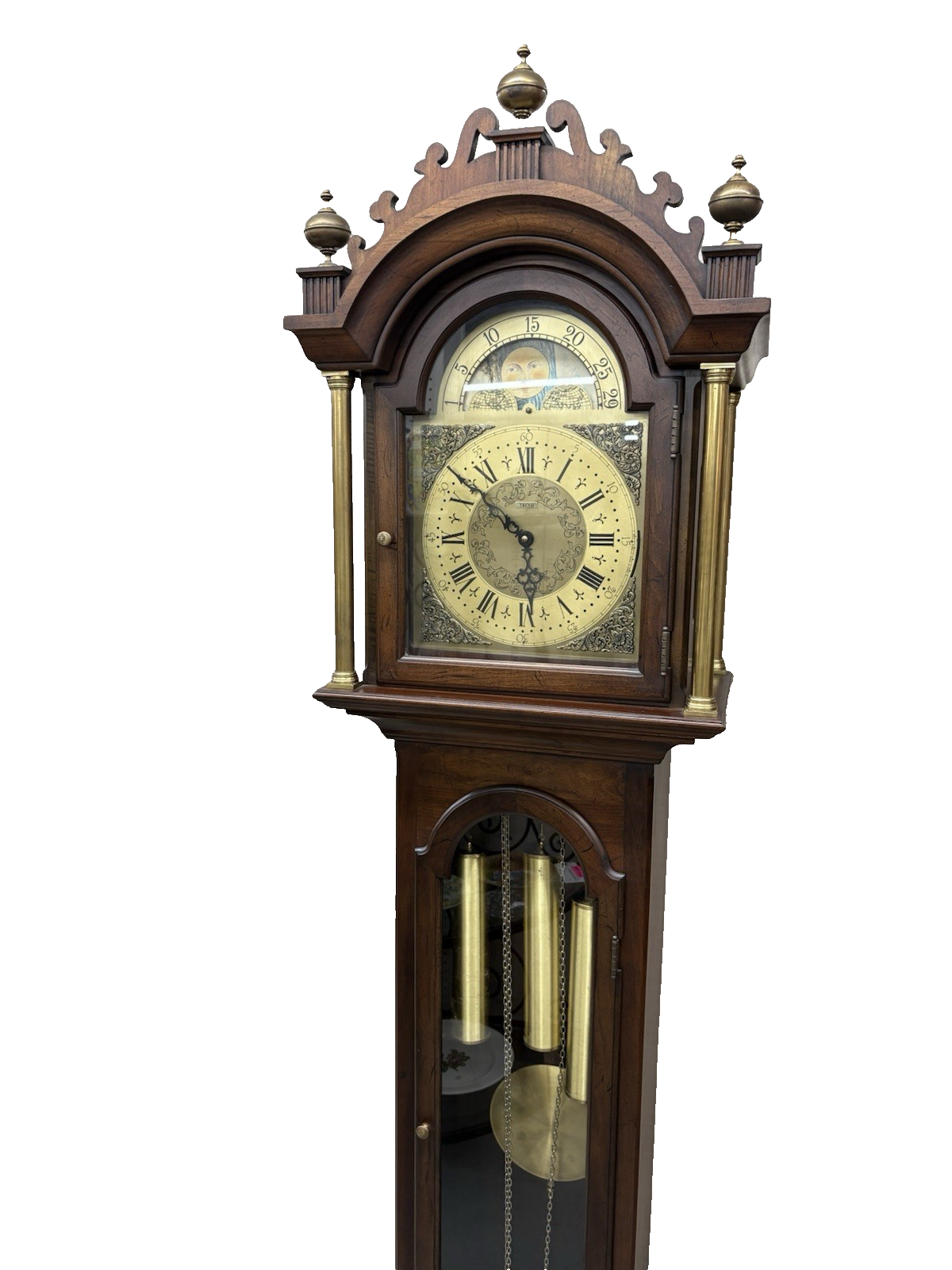 57046 TREND Mahogany Grandfather Clock Good Working Condition.