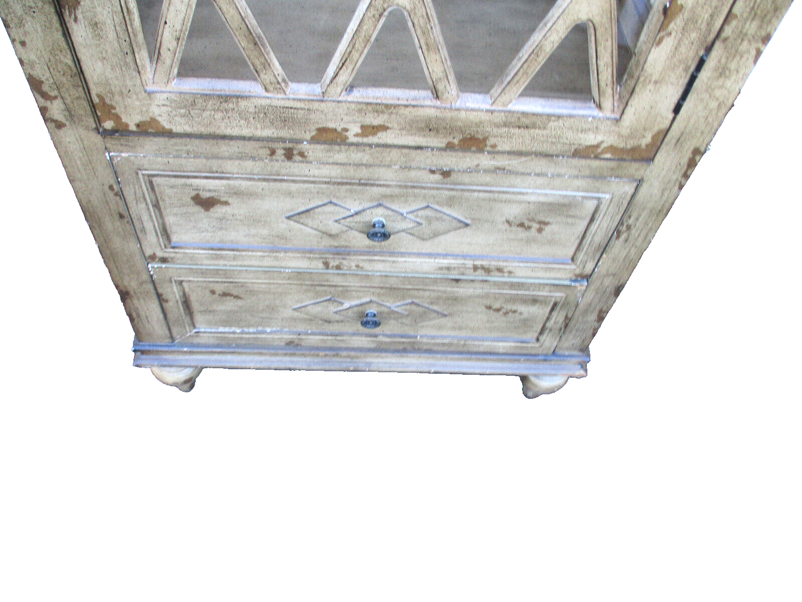 63754 Rustic Primitive Curio China Cabinet with plate glass shelves