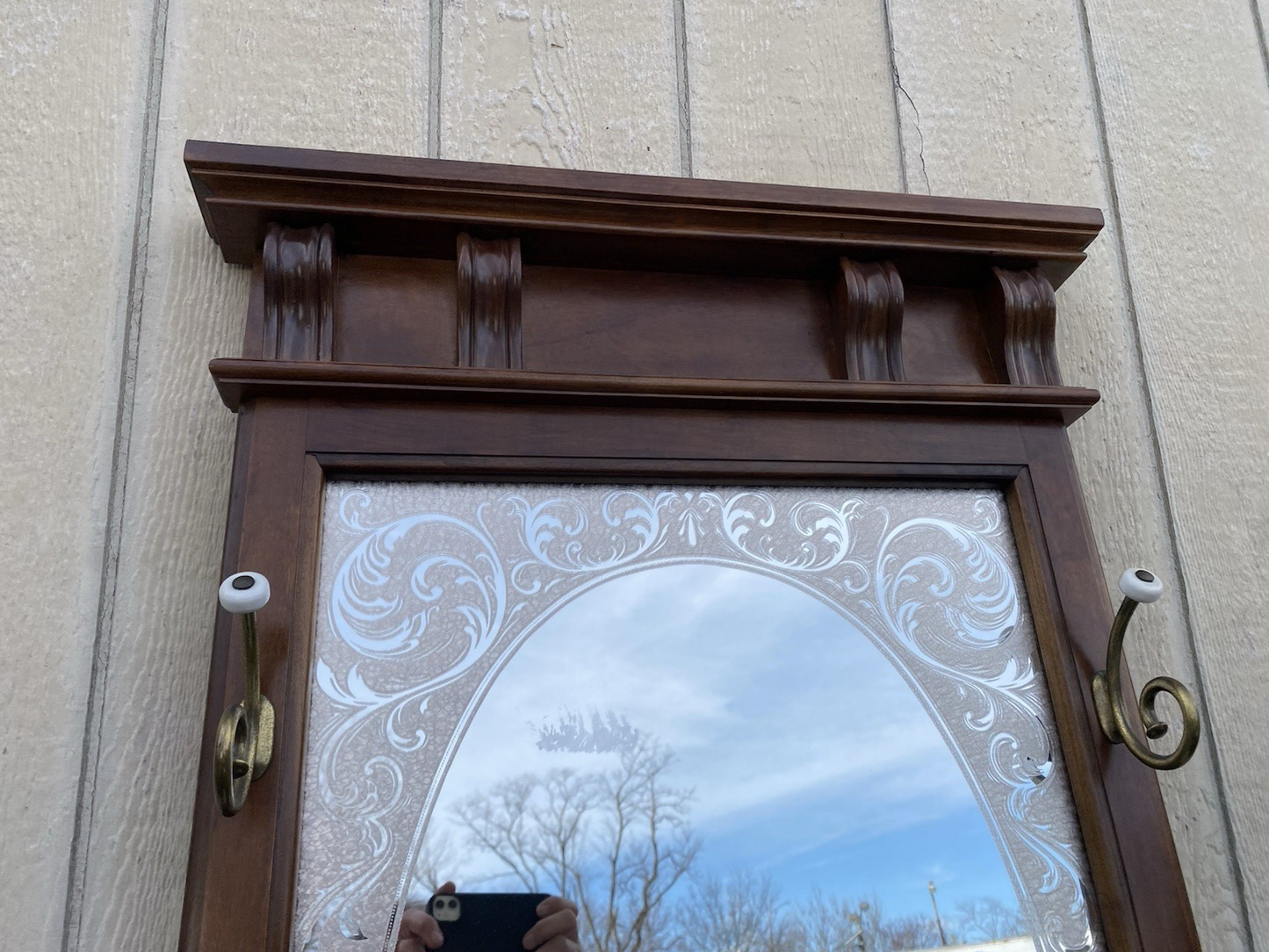 66451 Modern Hall Mirror Stand with a Shelf Hall Tree Hat Rack Hatrack