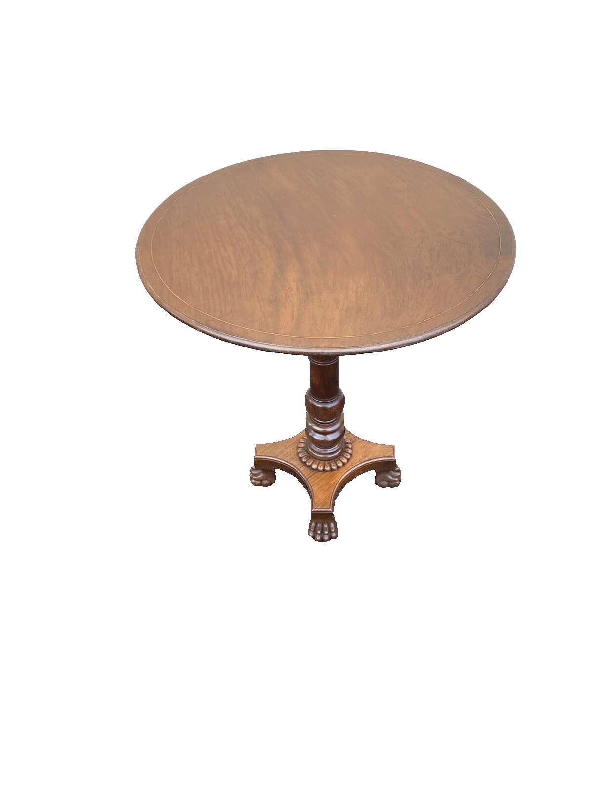 66045   Antique Victorian  Inlaid Tilt Top Lamp Table Stand