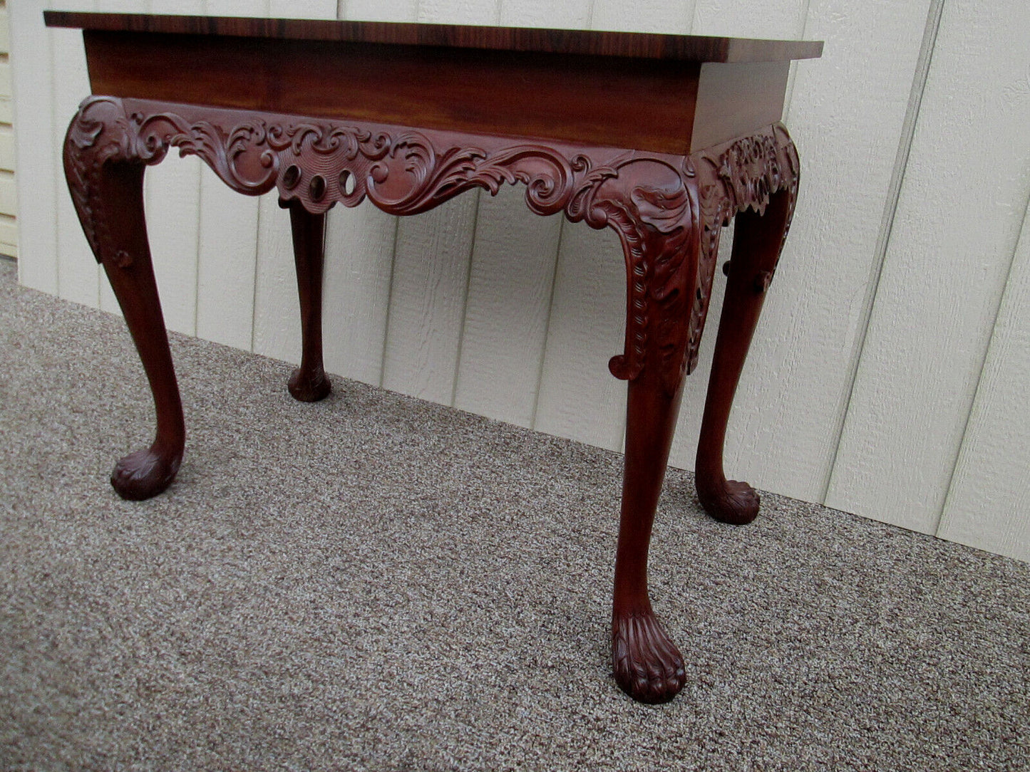 58349 Inlaid Mahogany Library Desk Console Table Stand Server Sideboard