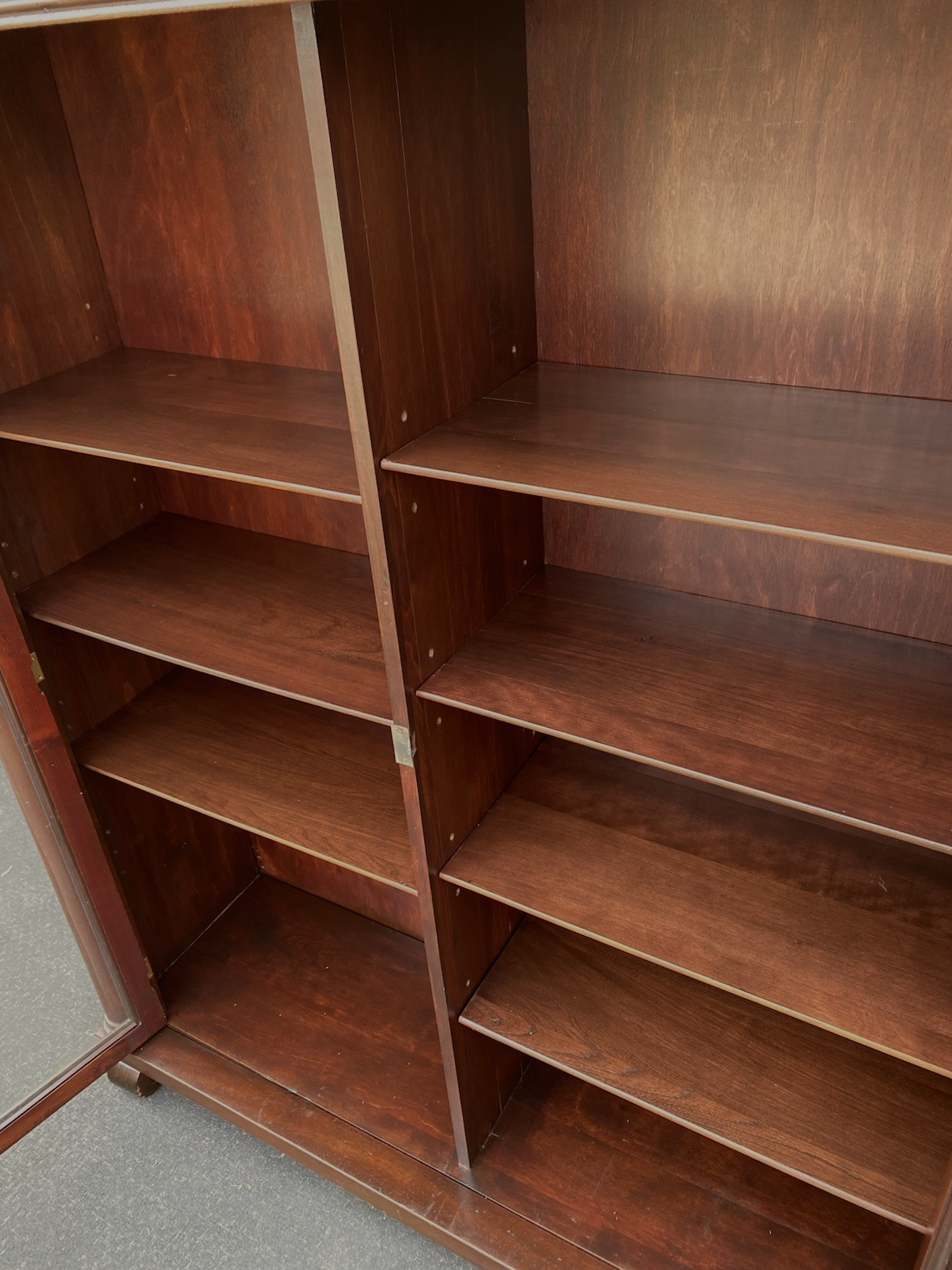 66584  Antique Empire Mahogany Bookcase Curio Cabinet